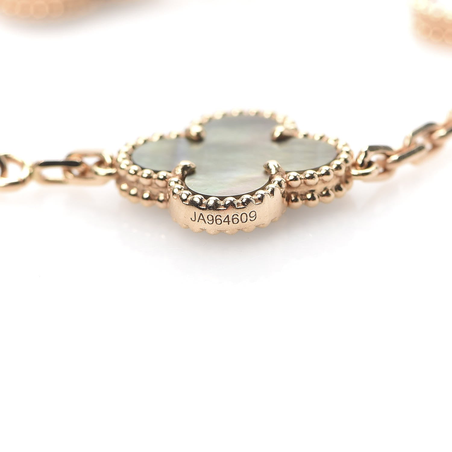 Van Cleef & Arpels 18K Rose Gold Diamond Gray Mother of Pearl 5 Motifs Vintage Alhambra Bracelet 5 of 7