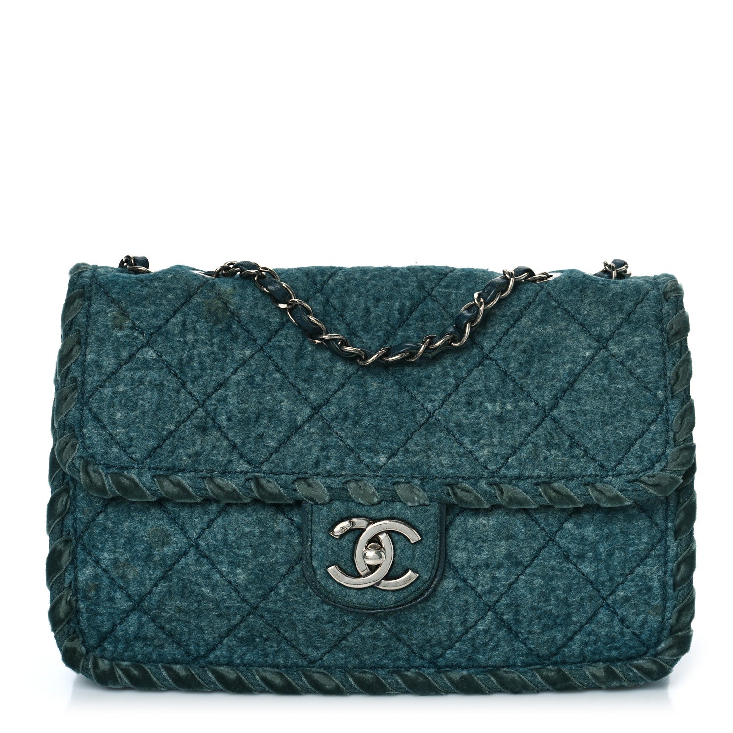 Chanel Fancy Felt Flap Teal 1 of 10