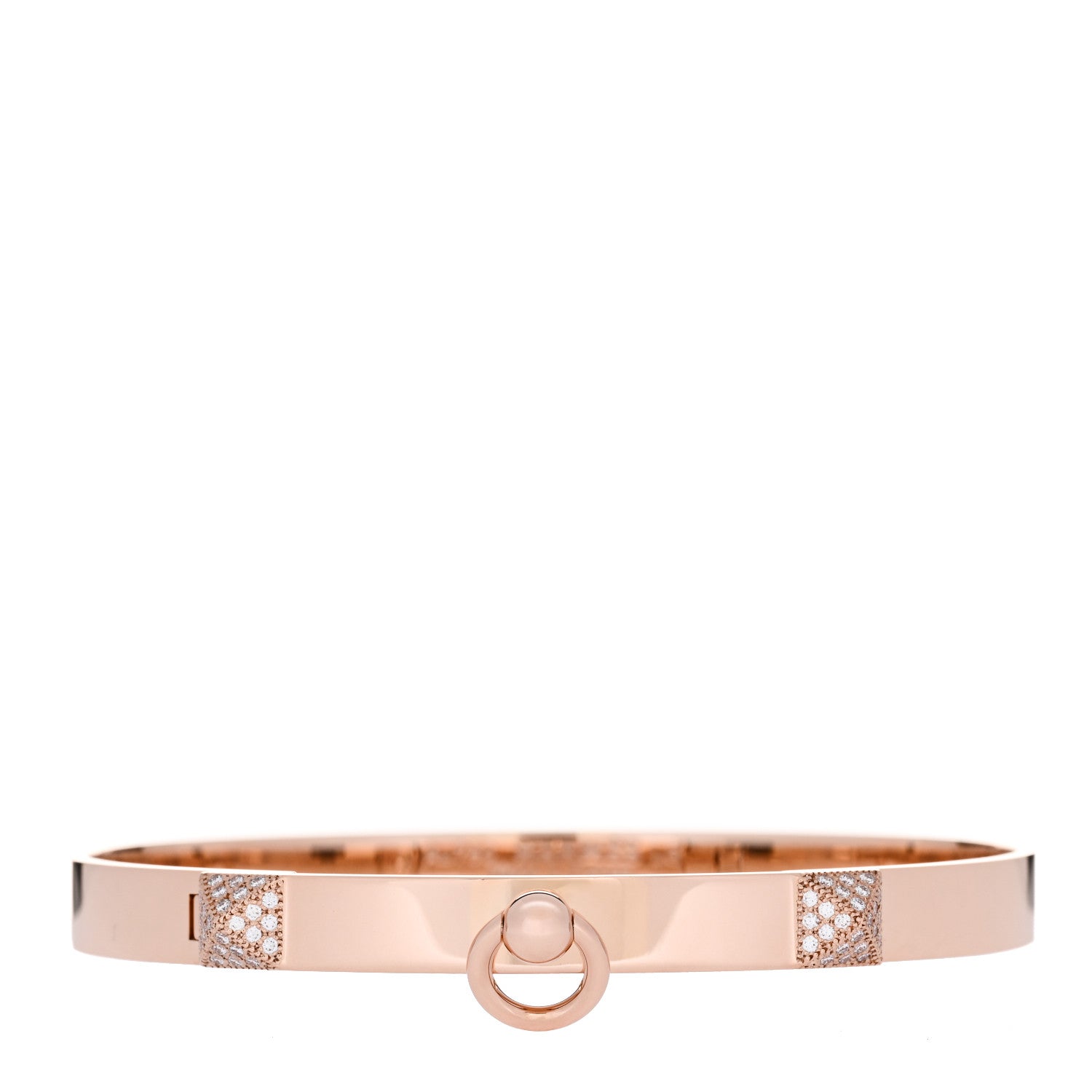 Hermes 18K Rose Gold Diamond PM Collier De Chien Bracelet LG 1 of 4