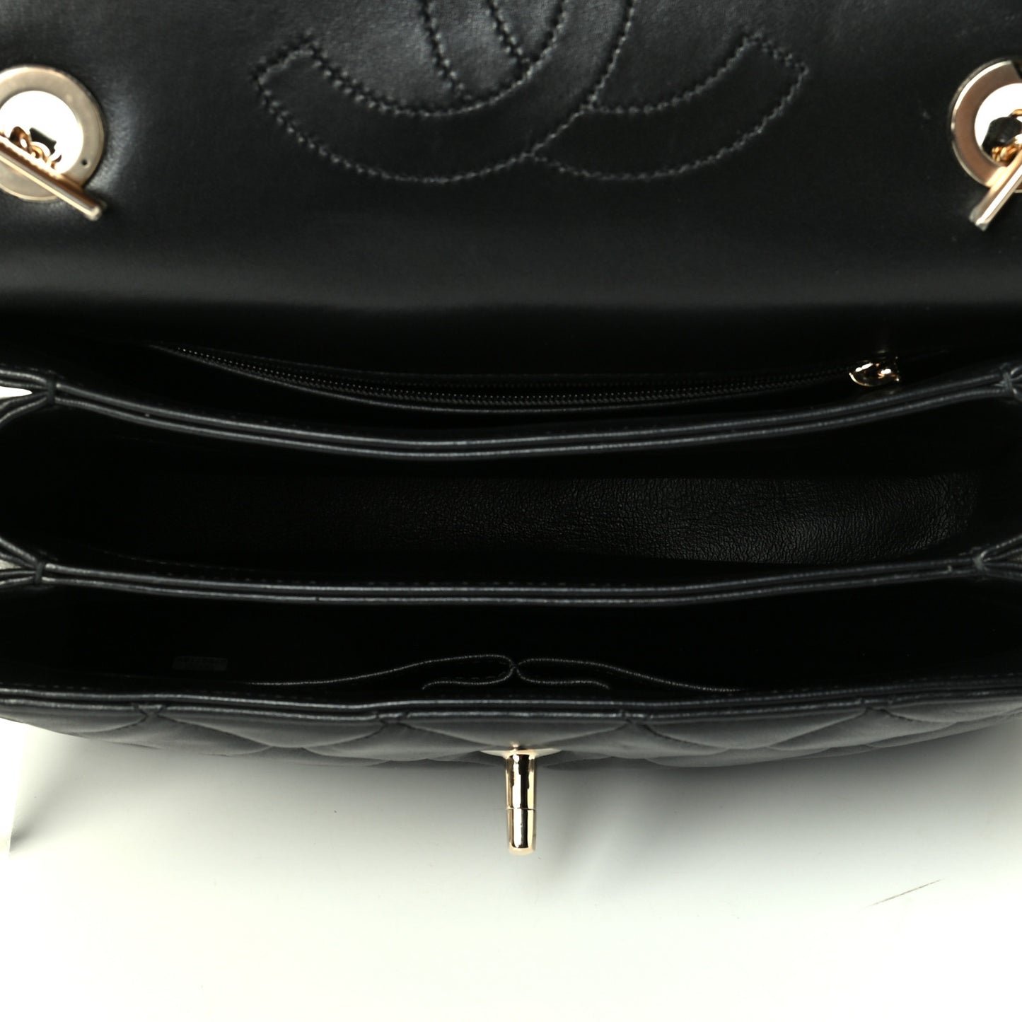 Lambskin Quilted Small Trendy CC Dual Handle Flap Bag Black