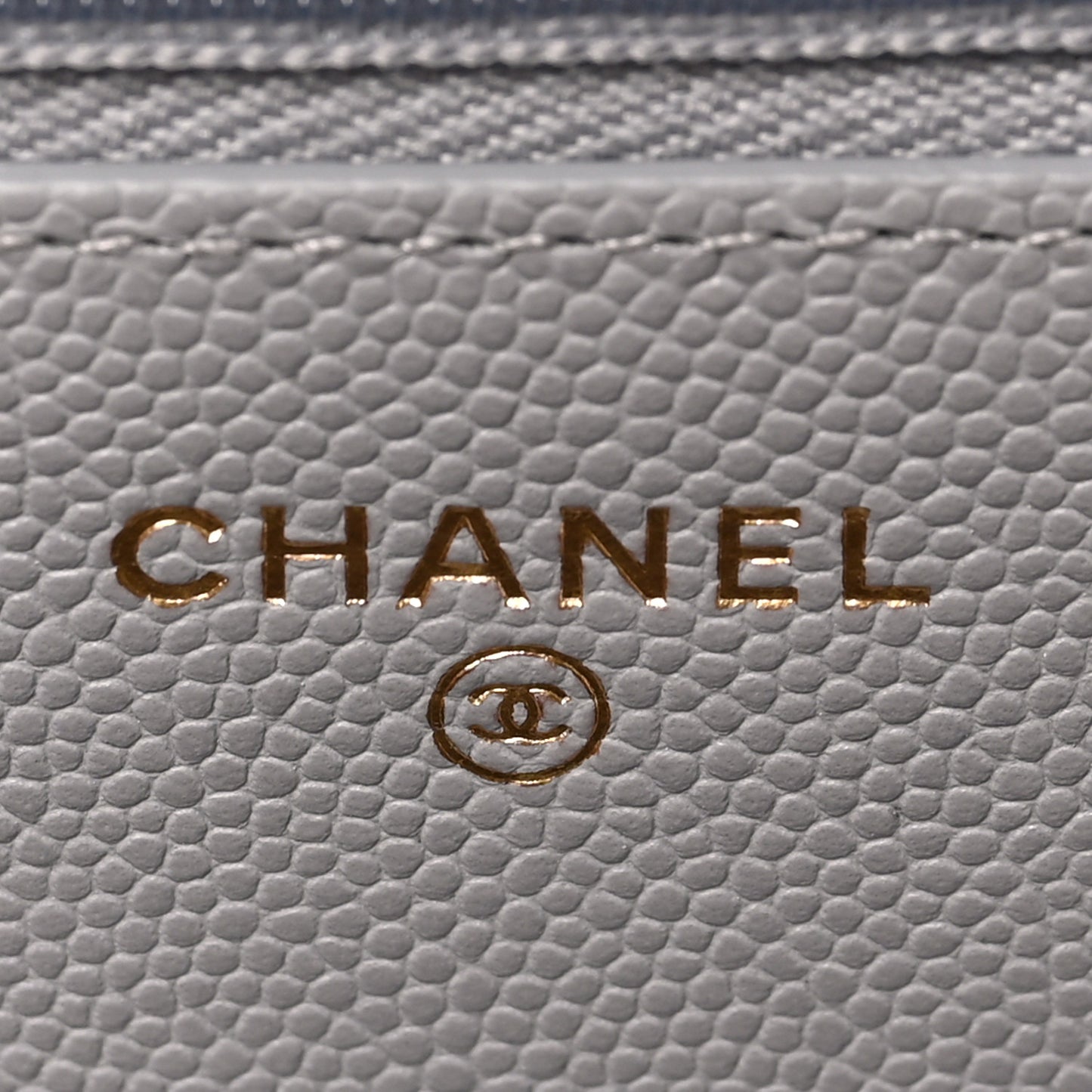 Caviar Quilted Studded CC Wallet on Chain WOC Grey