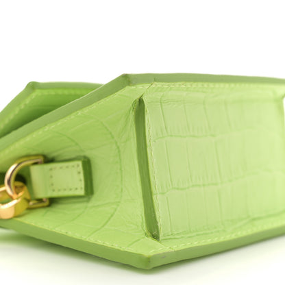 Jacquemus Calfskin Crocodile Embossed Le Chiquito Light Green 8 of 9