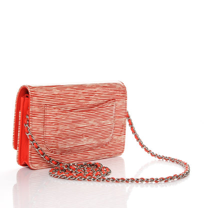 Chanel Patent Striped Wallet On Chain WOC Red 4 of 9