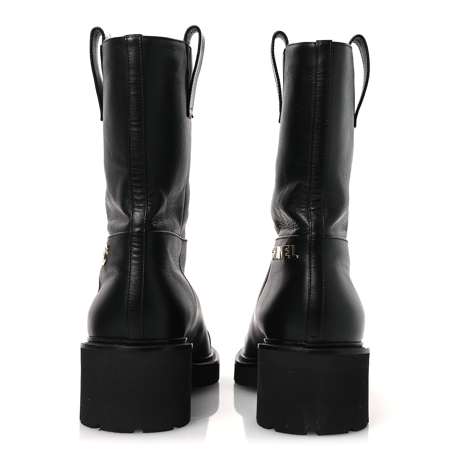 Chanel Calfskin CC Ankle Boots 37.5 Black 6 of 10