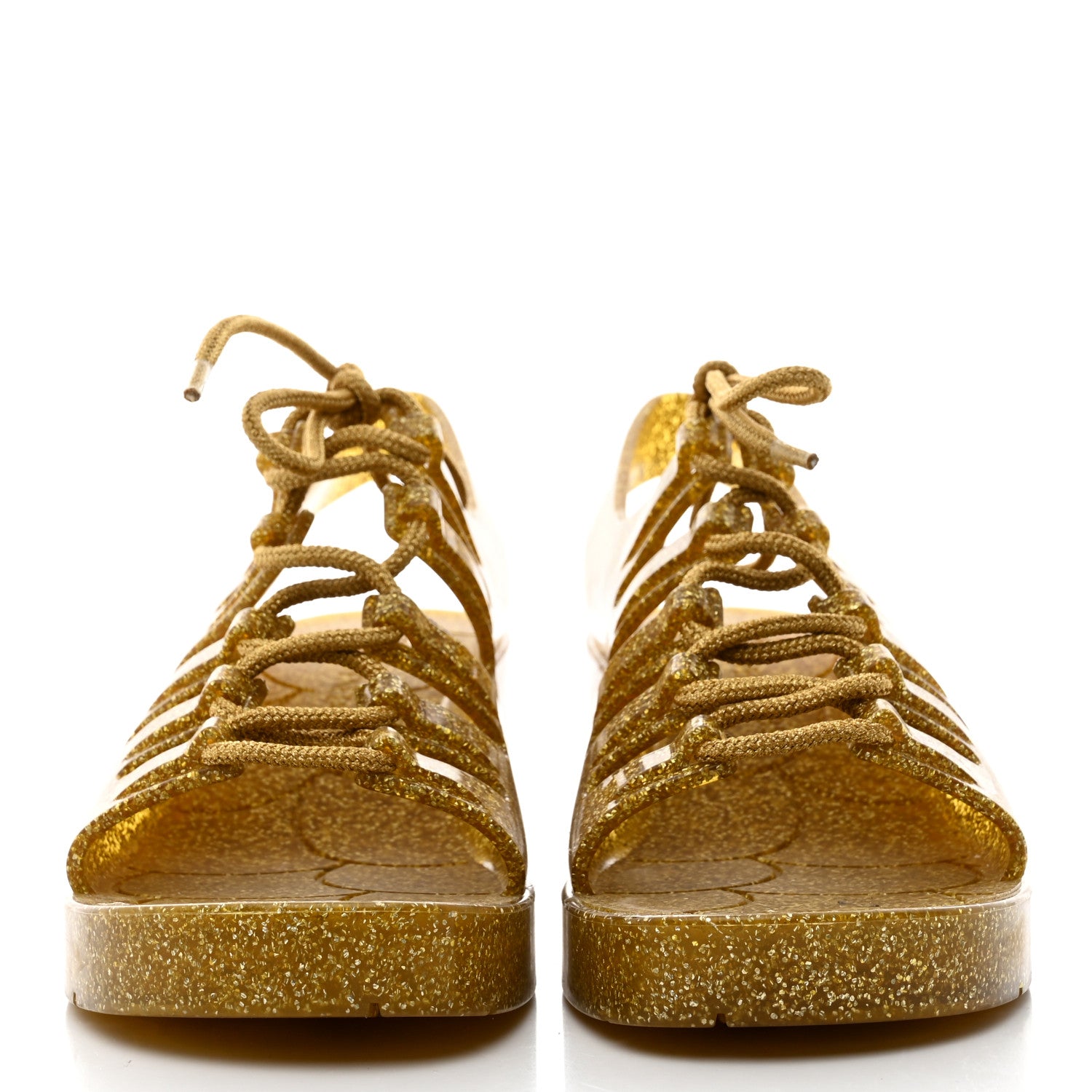 Bottega Veneta Glitter Rubber Jelly Sandals 38 Gold 2 of 7