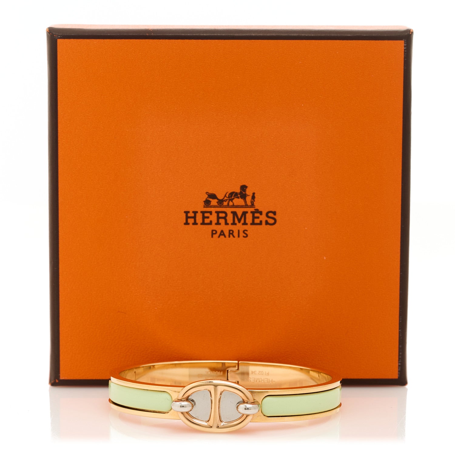 Hermes Enamel Mini Farandole Clic Chaine D'Ancre Bracelet Vert Amande 5 of 5