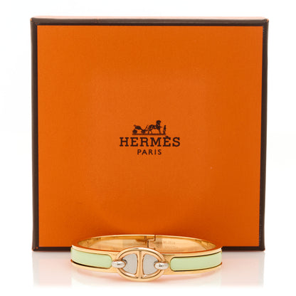 Hermes Enamel Mini Farandole Clic Chaine D'Ancre Bracelet Vert Amande 5 of 5