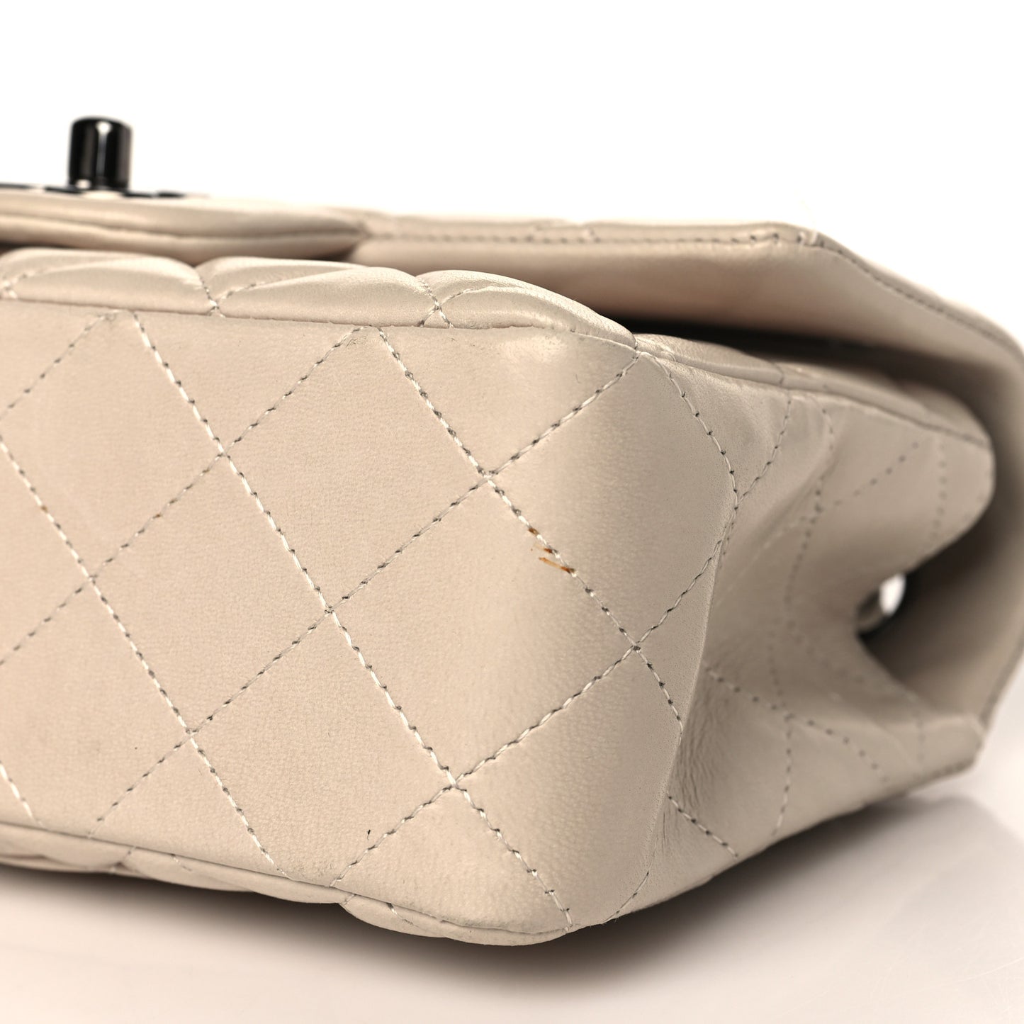 Lambskin Quilted Mini Rectangular Flap Light Beige