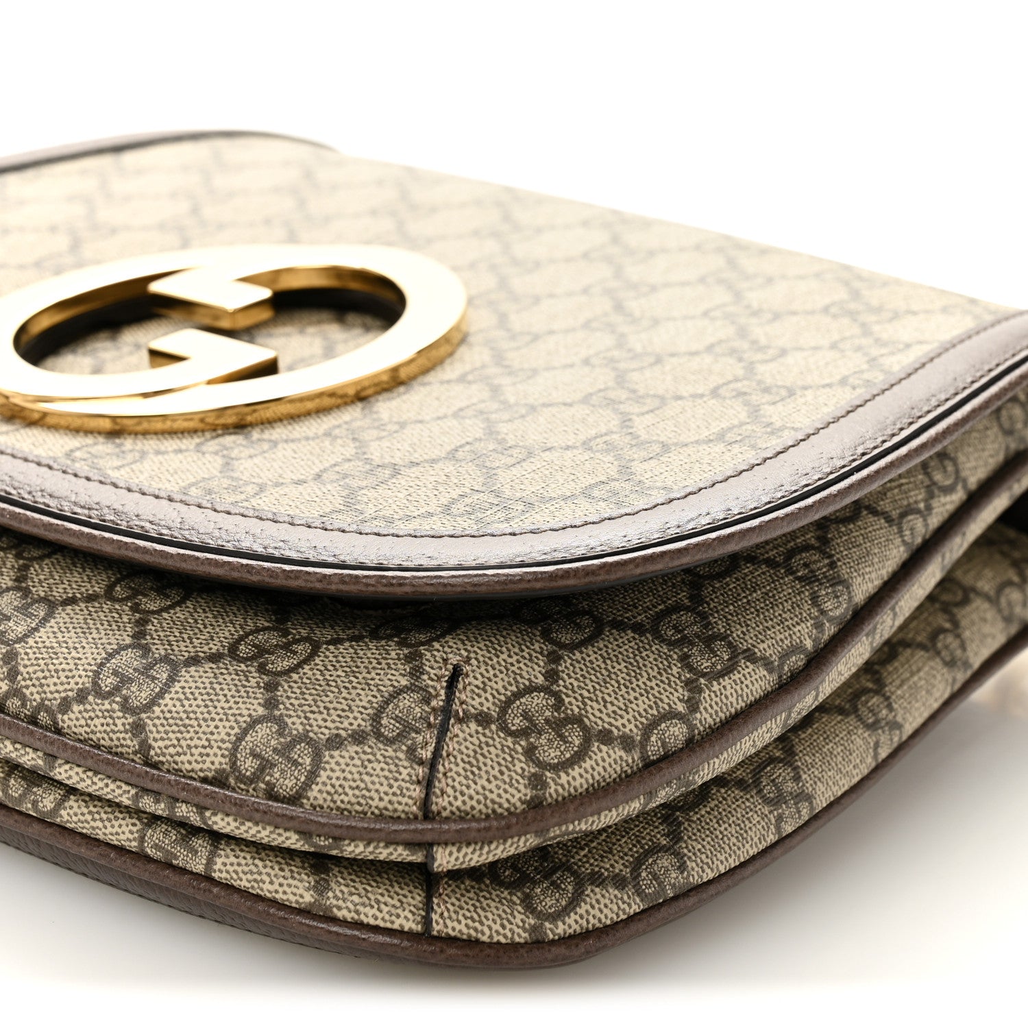 Gucci GG Supreme Monogram Textured Dollar Calfskin Web Medium Blondie Shoulder Flap Bag Beige Ebony New Acero 18 of 19