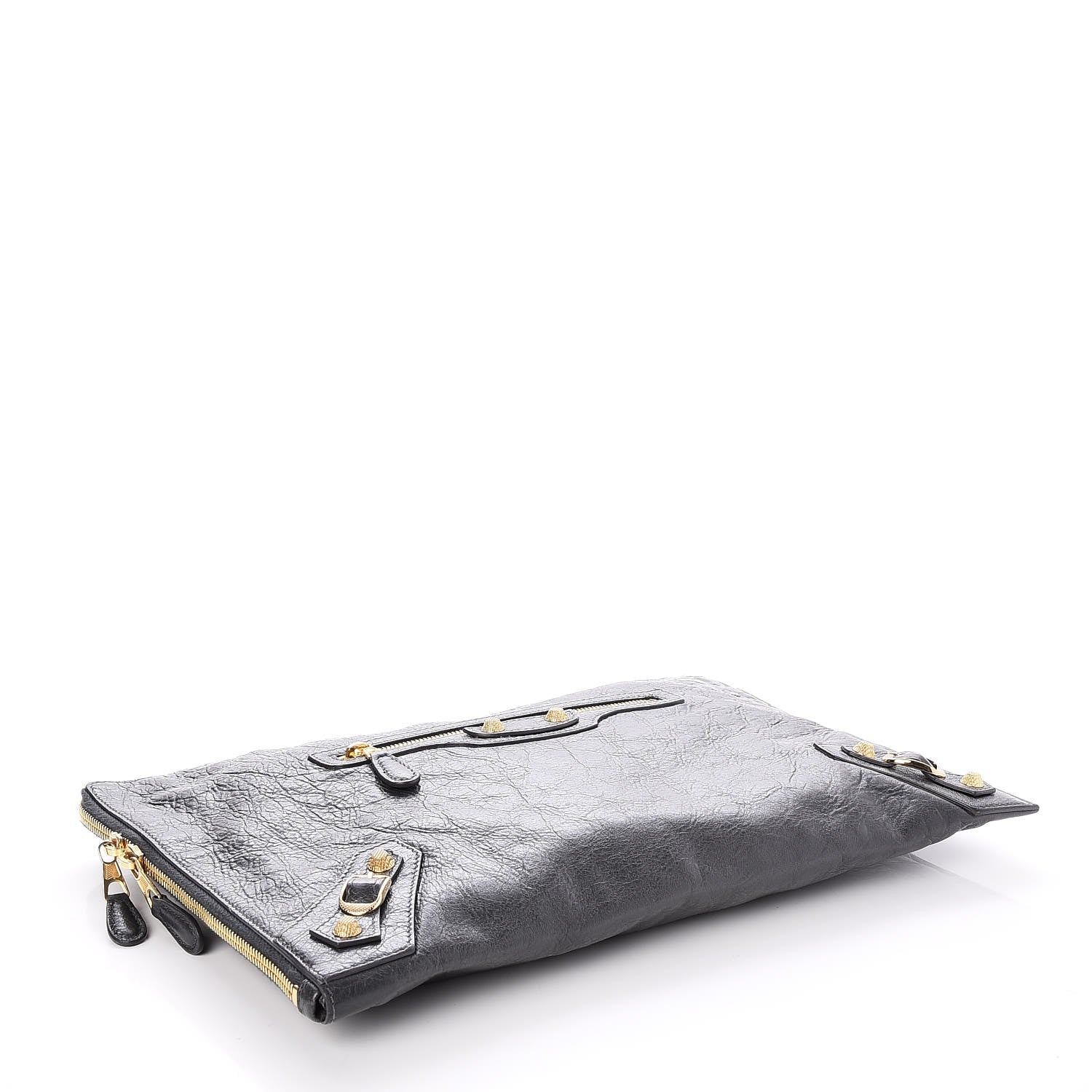 Balenciaga Agneau Giant 12 Gold Hardware Pouch Clutch Gris Fossile 4 of 7