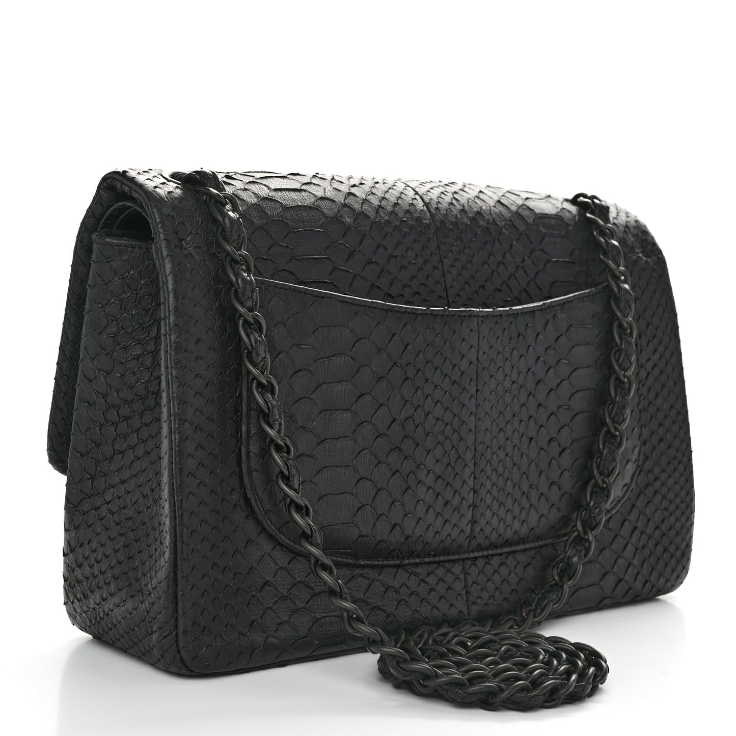 Snakeskin Jumbo Double Flap So Black