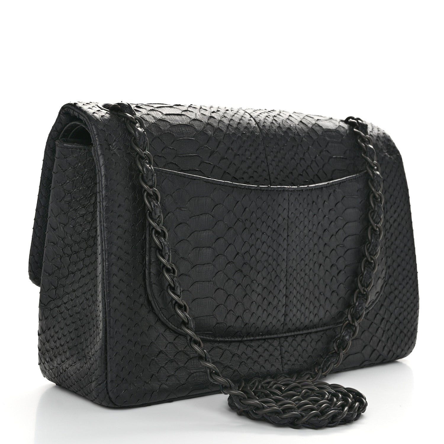 Chanel Snakeskin Jumbo Double Flap So Black 3 of 10