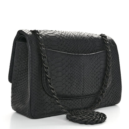 Chanel Snakeskin Jumbo Double Flap So Black 3 of 10