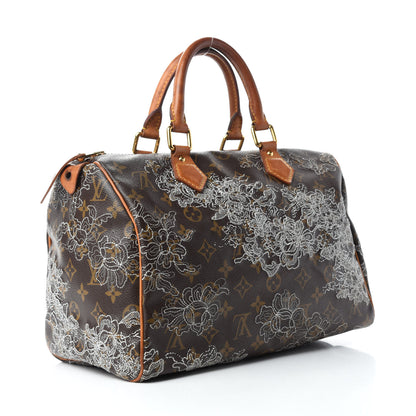 Louis Vuitton Monogram Dentelle Speedy 30 Silver 3 of 10