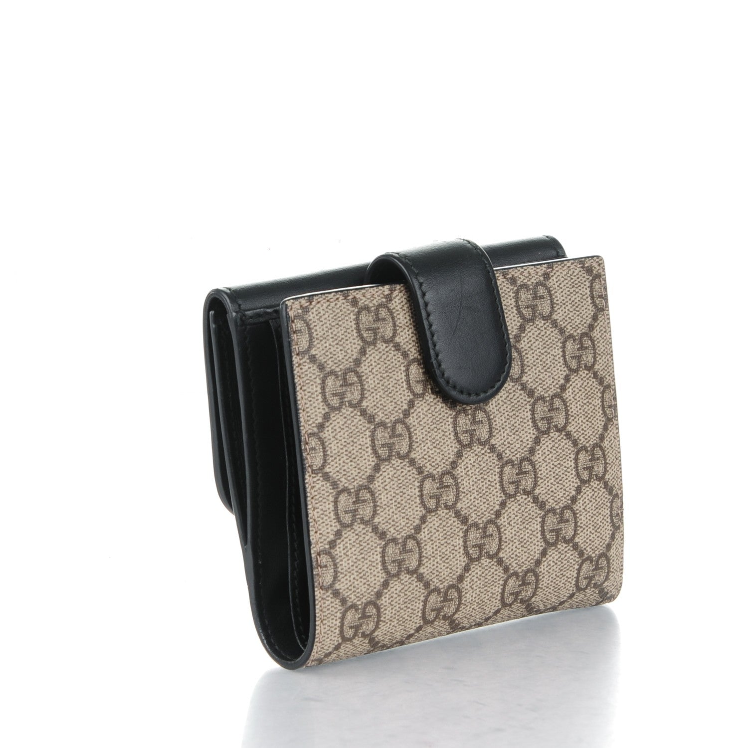 Gucci GG Supreme Monogram Pearl Studded French Wallet Black 3 of 7