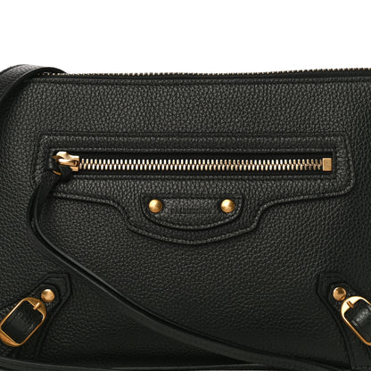 Balenciaga Grained Calfskin Neo Classic Gold Hardware Zip Around Crossbody Black 8 of 11