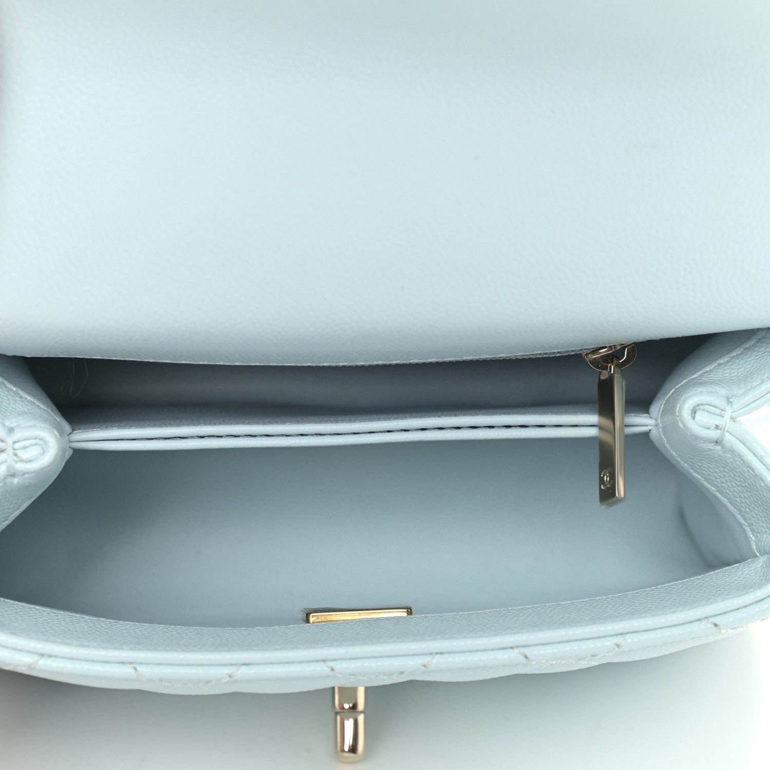Chanel Caviar Quilted Extra Mini Coco Handle Flap Light Blue 5 of 9