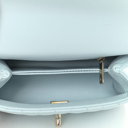 Chanel Caviar Quilted Extra Mini Coco Handle Flap Light Blue 5 of 9