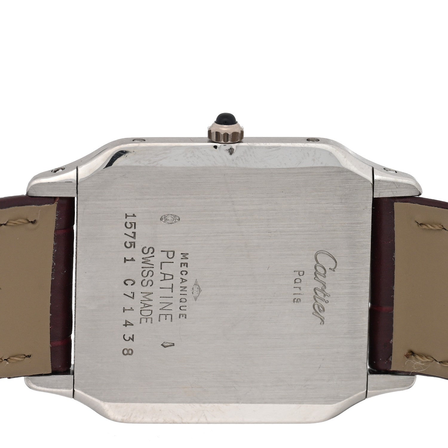 Cartier Platinum Alligator 27mm Santos Dumont Quartz Watch Burgundy 4 of 4