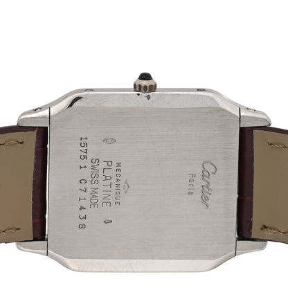 Cartier Platinum Alligator 27mm Santos Dumont Quartz Watch Burgundy 4 of 4