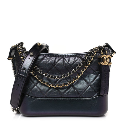 Chanel Iridescent Aged Calfskin Quilted Small Gabrielle Hobo Black 1 of 9