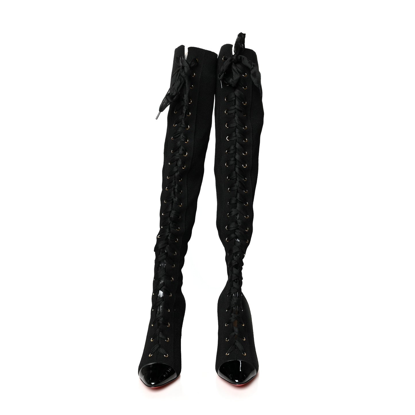 Patent Maille Tricot Frenchie 100 Sock Boots 37.5 Black