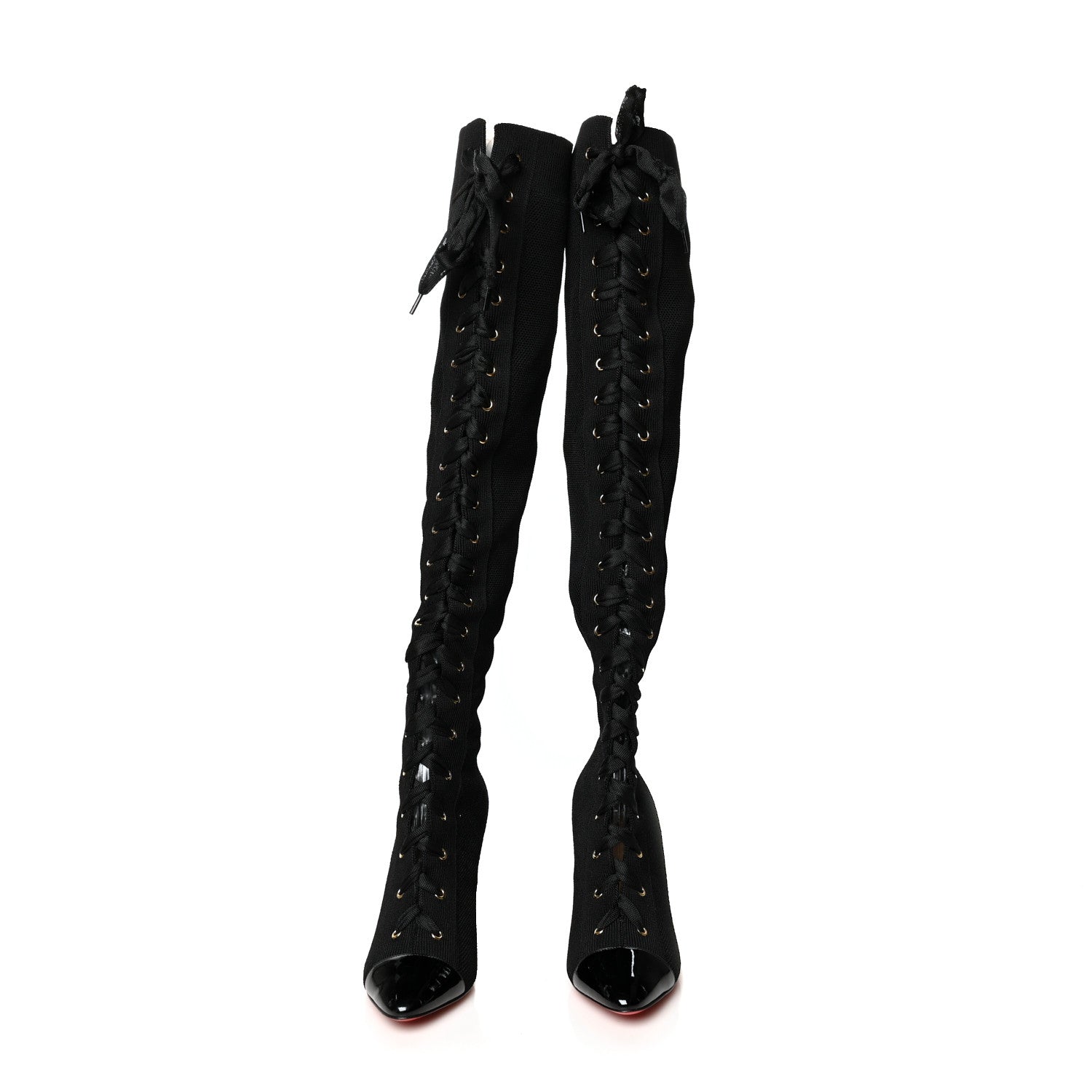Christian Louboutin Patent Maille Tricot Frenchie 100 Sock Boots 37.5 Black 2 of 7