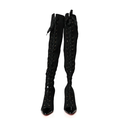 Christian Louboutin Patent Maille Tricot Frenchie 100 Sock Boots 37.5 Black 2 of 7