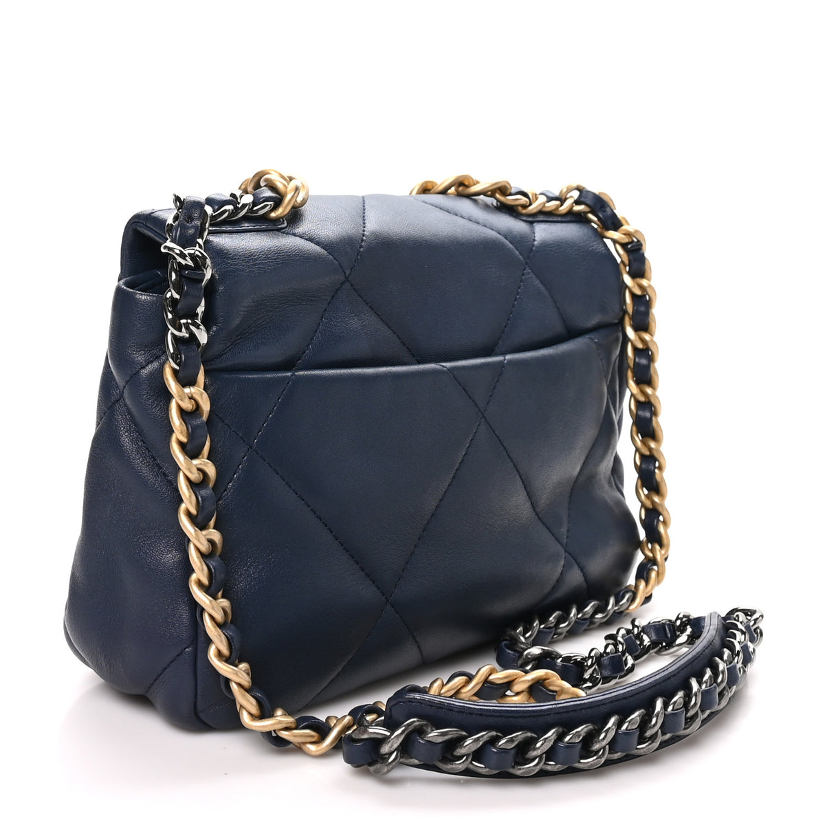 Chanel Goatskin Quilted Medium Chanel 19 Flap Navy Blue 2 of 9