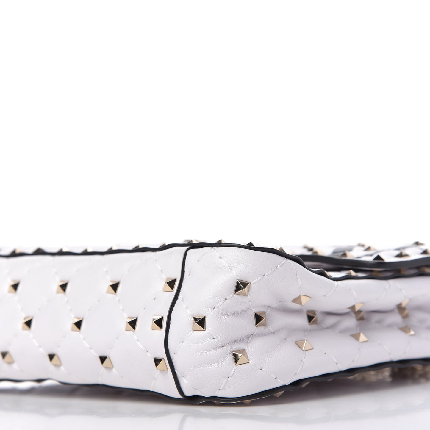 Lambskin VLTN Print Medium Rockstud Spike Shoulder Bag Optic White Black