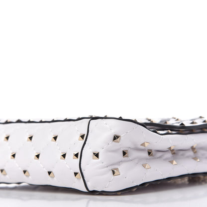 Valentino Garavani Lambskin VLTN Print Medium Rockstud Spike Shoulder Bag Optic White Black 6 of 9