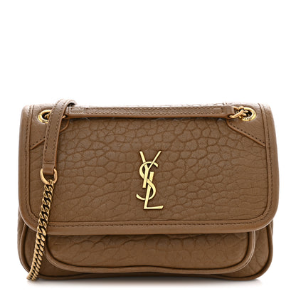 Saint Laurent Grained Lambskin Monogram Mini Niki Chain Satchel Dark Cork 1 of 11