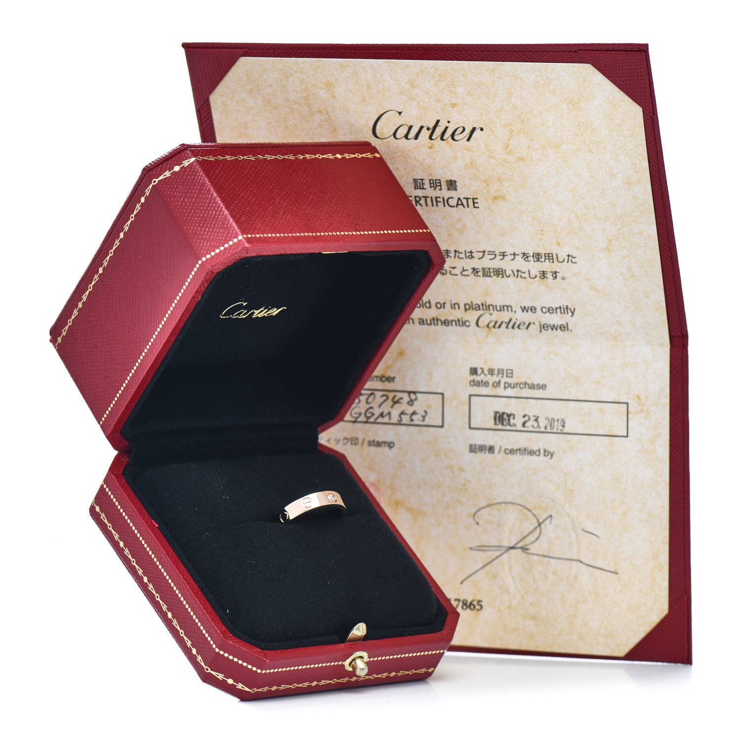 Cartier 18K Pink Gold Diamond 4mm LOVE Wedding Band Ring 48 4.5 5 of 5