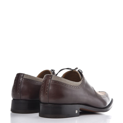 Louis Vuitton Mens Calfskin Canvas Lace Up Shoes 7.5 Brown 4 of 9