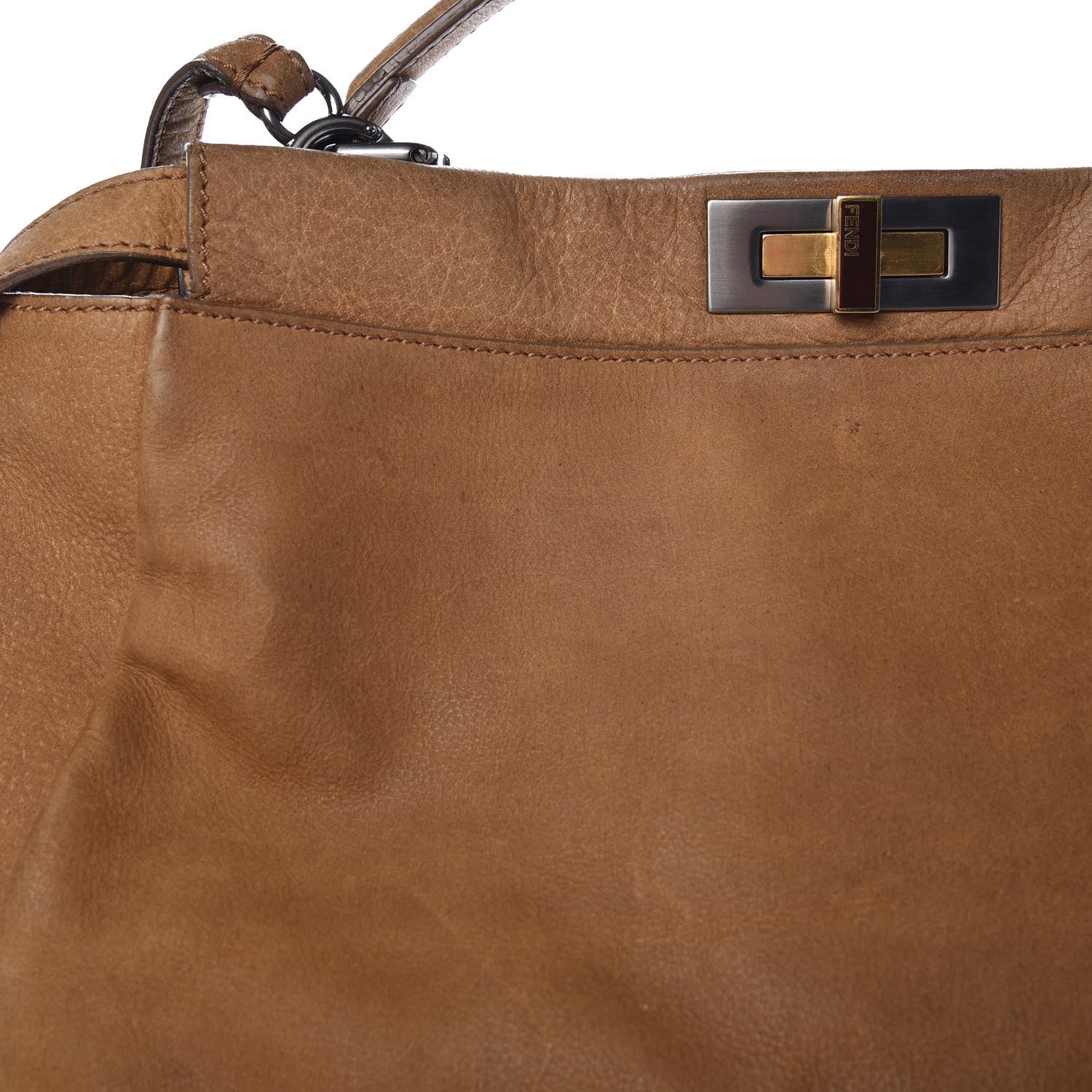 Fendi Nubuck Ayers Large Peekaboo Iconic Satchel Tan 15 of 16