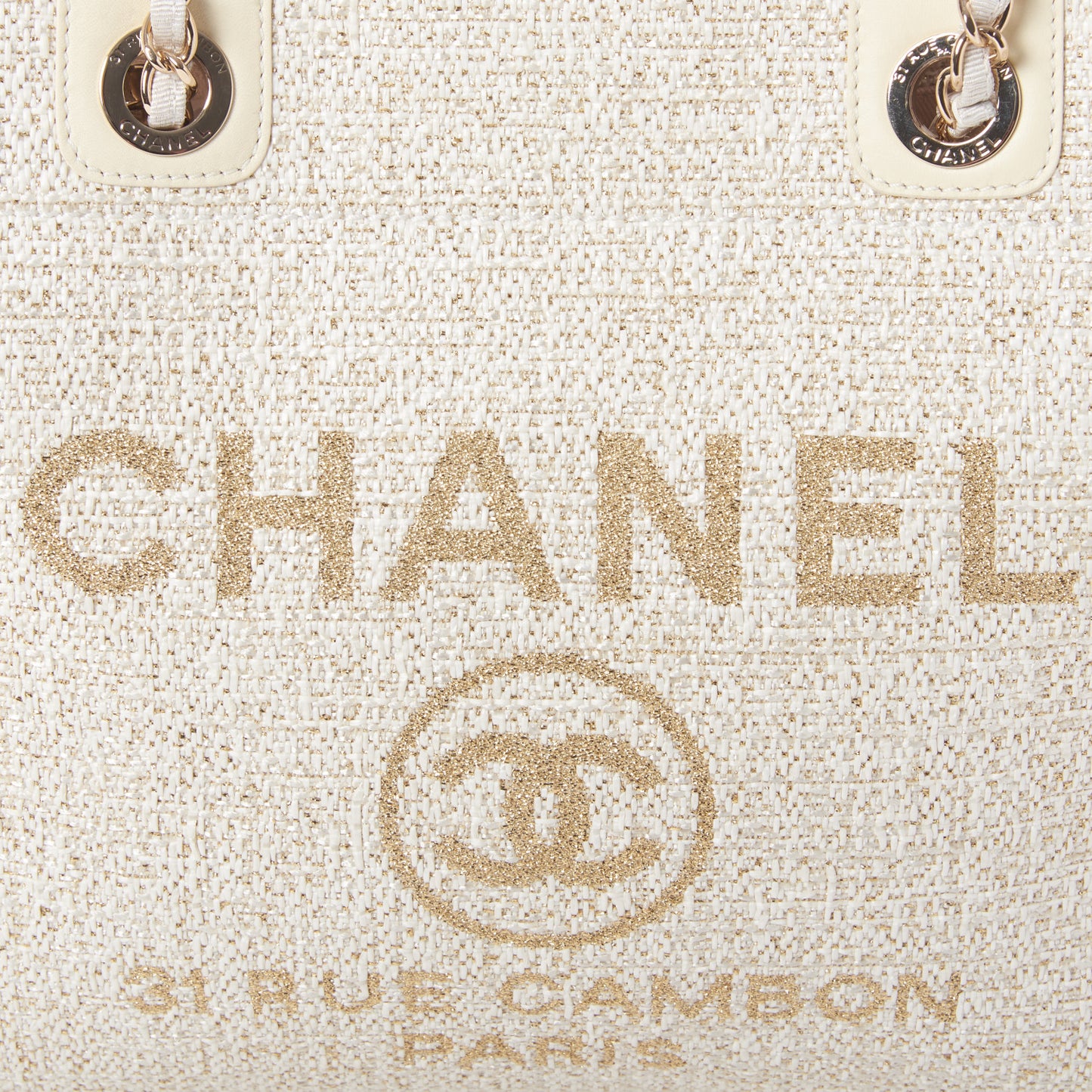 Lurex Boucle Small Deauville Tote Ivory