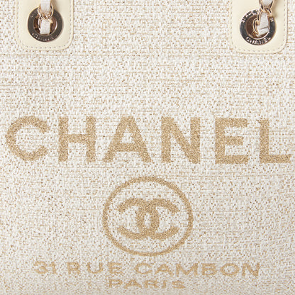 Chanel Lurex Boucle Small Deauville Tote Ivory 8 of 10