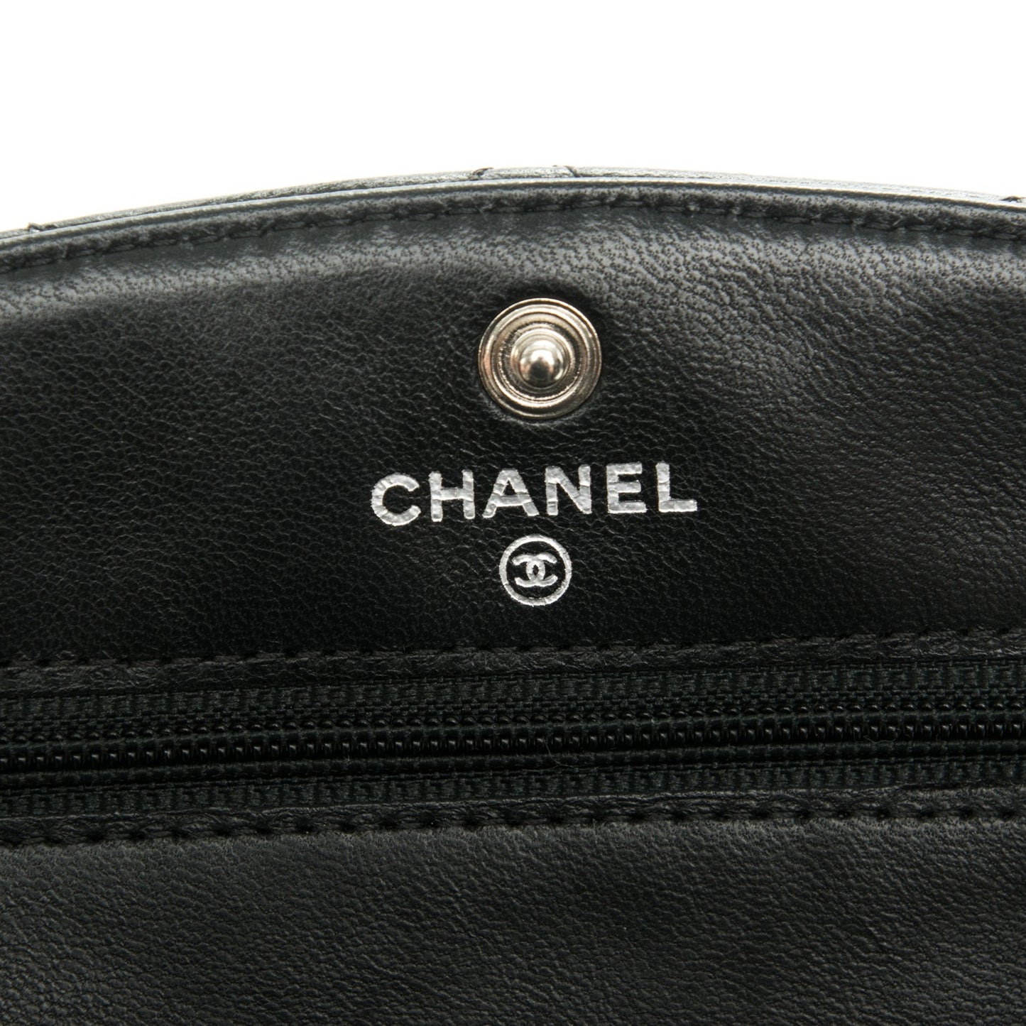 Lambskin Quilted Wallet On Chain WOC Black