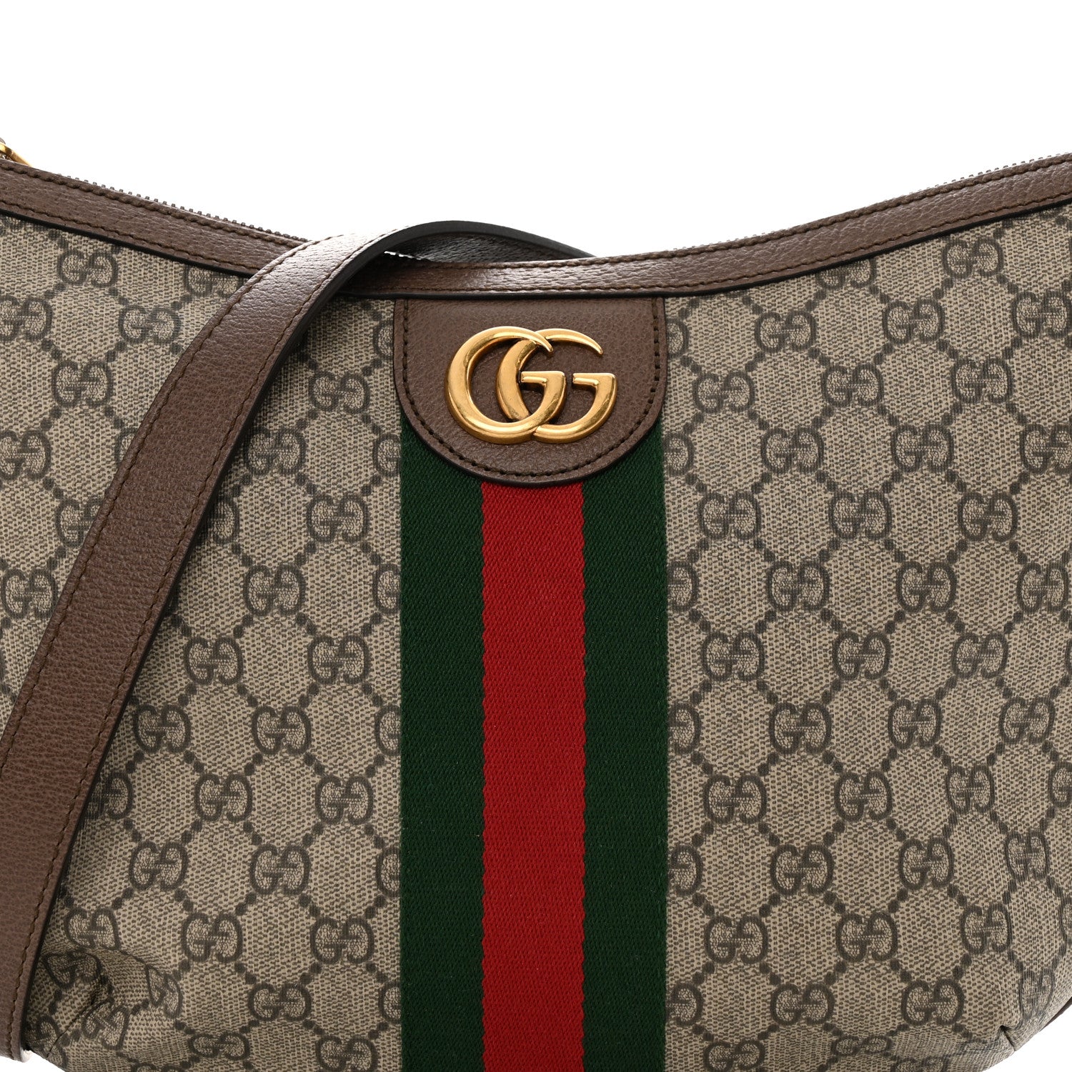 Gucci GG Supreme Monogram Web Small Ophidia Half Moon Hobo Brown 8 of 13