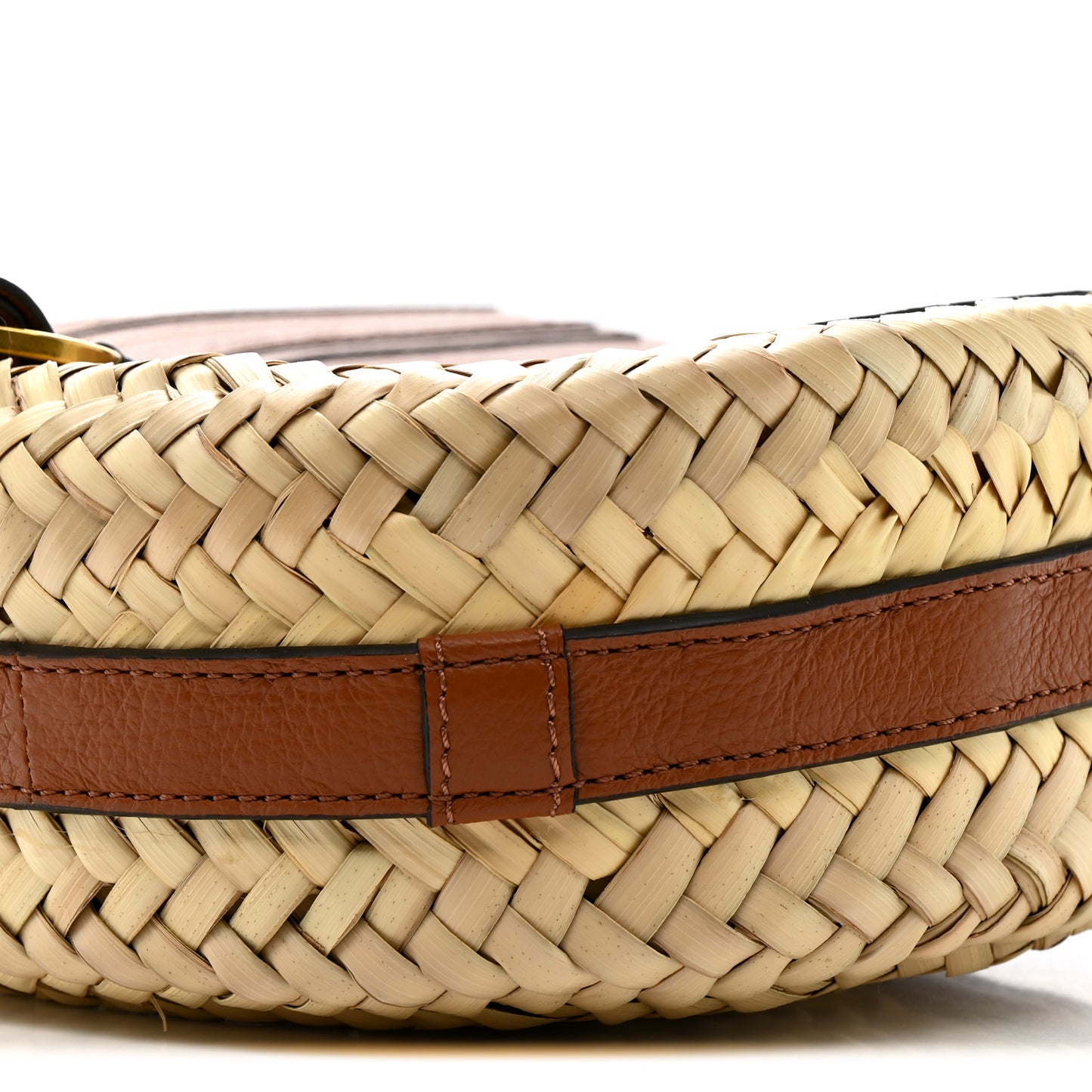 Raffia Small Grain Calfskin Small Marcie Basket Crossbody Tan