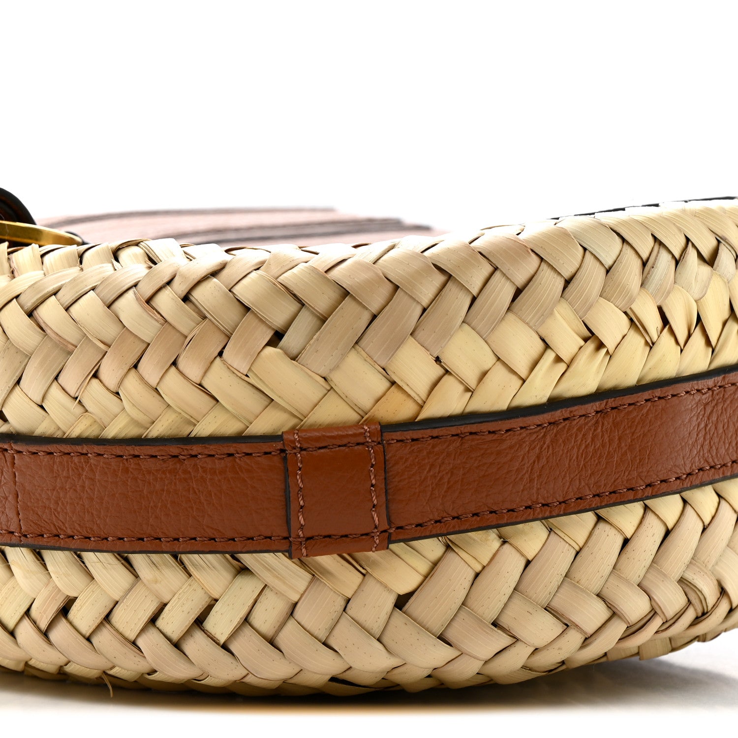Chloe Raffia Small Grain Calfskin Small Marcie Basket Crossbody Tan 11 of 11