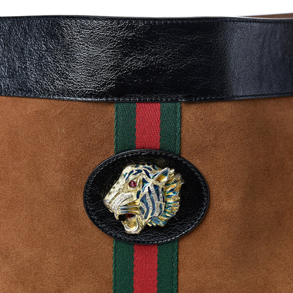 Gucci Suede Patent Large Rajah Chain Tote Nocciola Black 8 of 12