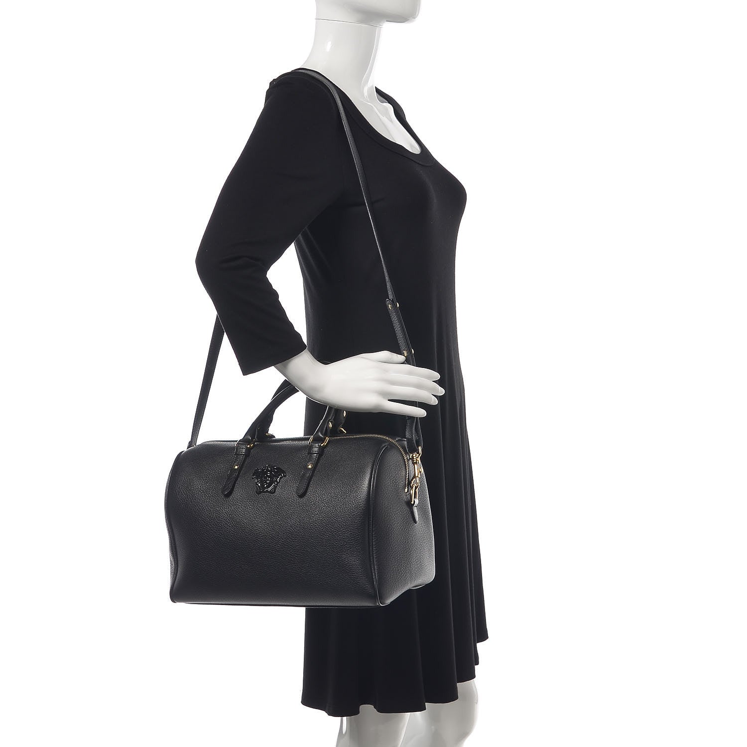 Versace Calfskin Palazzo Duffle Bag Black 2 of 10