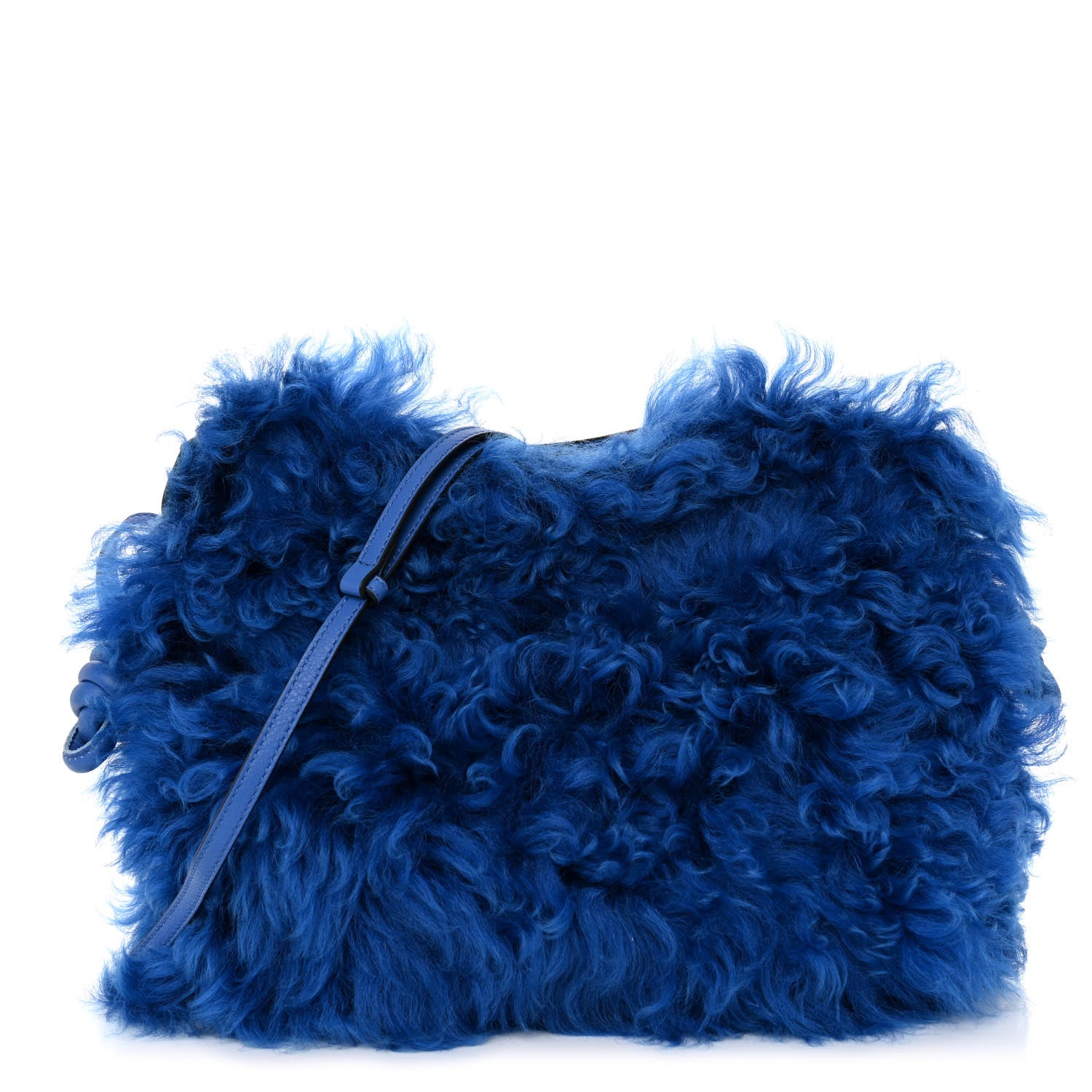 Loewe Nappa Shearling Flamenco Knot Clutch Blue 1 of 11