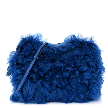 Loewe Nappa Shearling Flamenco Knot Clutch Blue 1 of 11