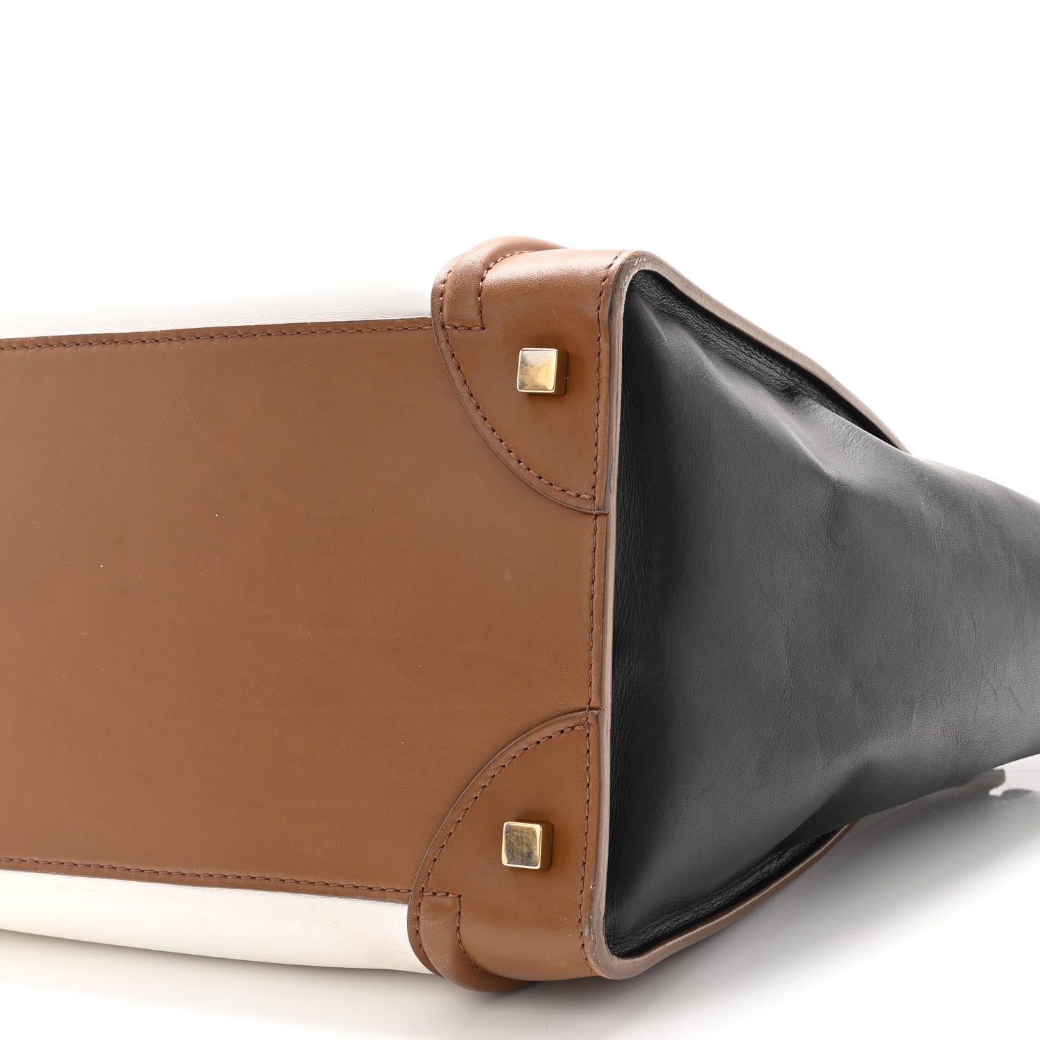 Celine Satin Calfskin Mini Tri-Color Luggage White Brown 9 of 18