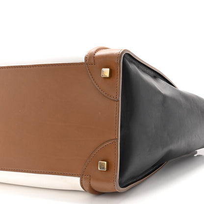 Celine Satin Calfskin Mini Tri-Color Luggage White Brown 9 of 18