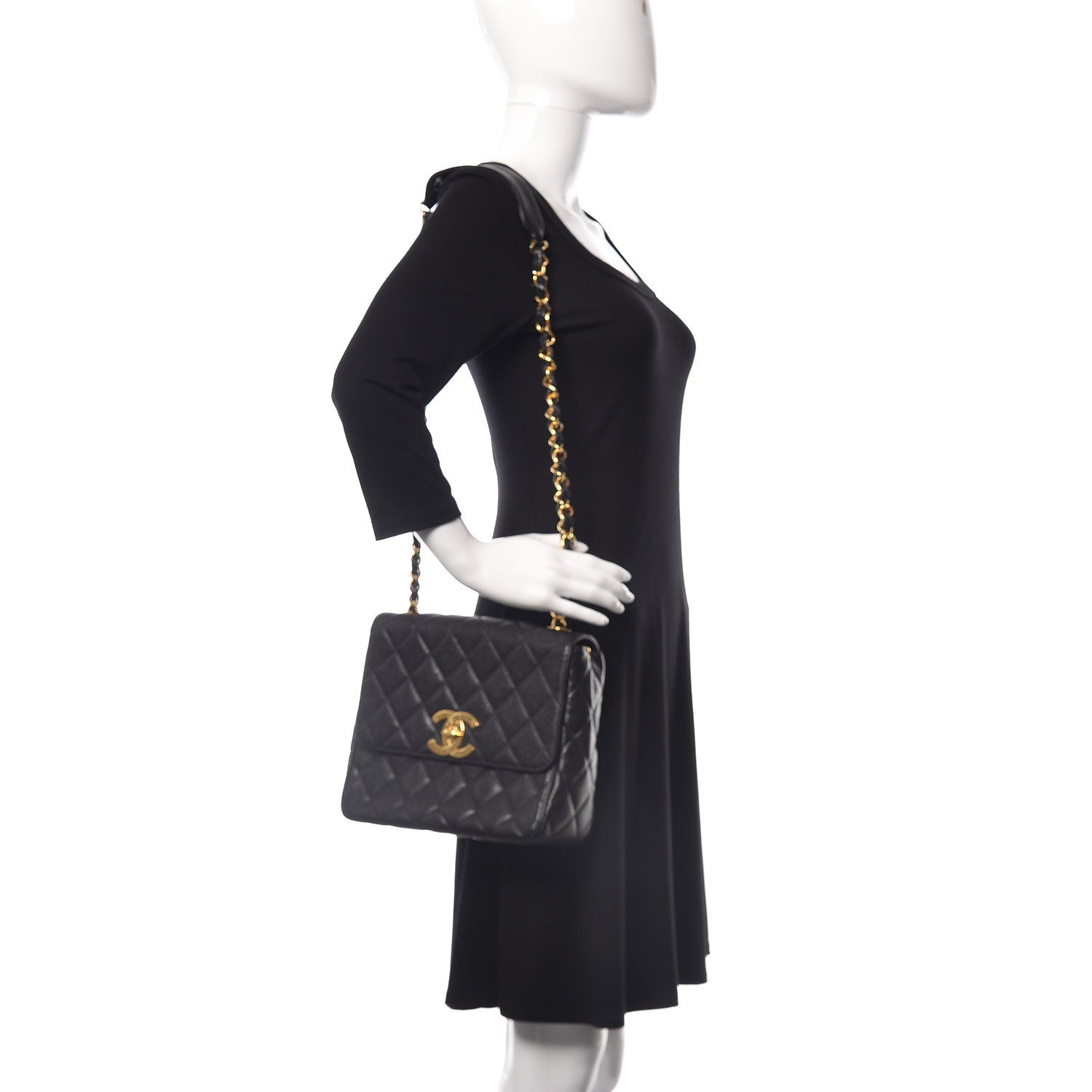 Chanel Caviar Quilted Medium Flap Shoulder Bag Black 2 of 10