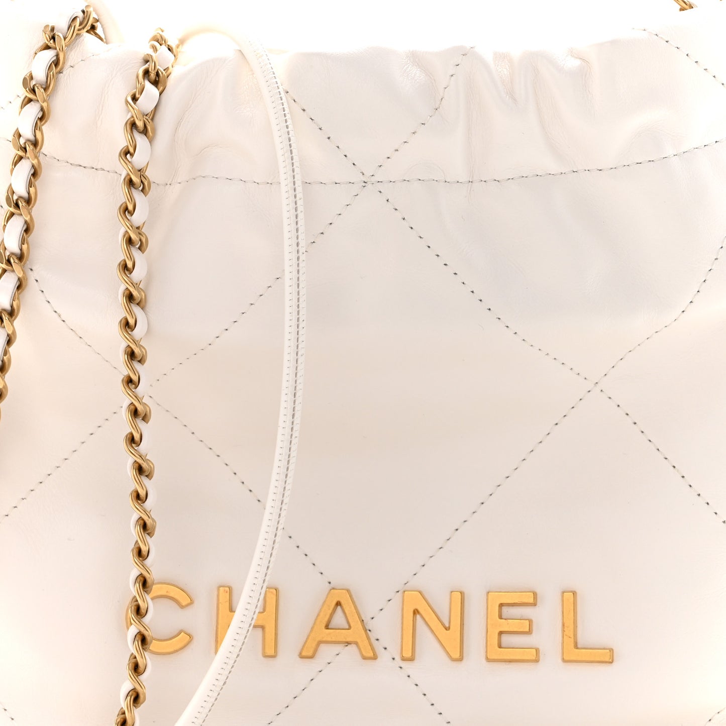 Shiny Calfskin Quilted Mini Chanel 22 White
