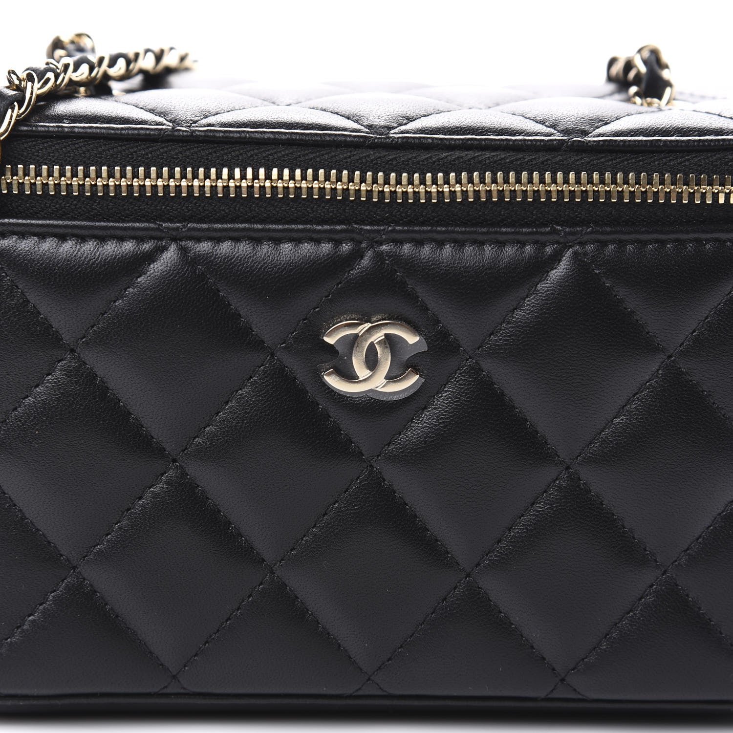 Chanel Lambskin Quilted Small Vanity Case With Chain Black 10 of 11